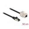 Kabel sieciowy RJ45 męski do modułu Keystone RJ45 żeński Cat.6A 50cm czarny Delock 87025