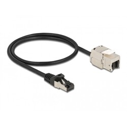 Kabel męski RJ45 do modułu Keystone RJ45 żeński Cat.6A 50cm czarny Delock 87025