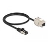 Kabel sieciowy RJ45 męski do modułu Keystone RJ45 żeński Cat.6A 50cm czarny Delock 87025