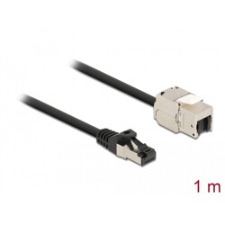 Kabel męski RJ45 do modułu Keystone RJ45 żeński Cat.6A 1m czarny Delock 87027