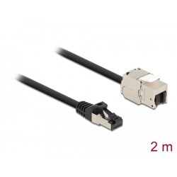 Kabel męski RJ45 do modułu Keystone RJ45 żeński Cat.6A 2m czarny Delock 87028
