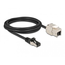 Kabel męski RJ45 do modułu Keystone RJ45 żeński Cat.6A 2m czarny Delock 87028