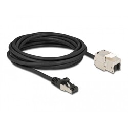 Kabel męski RJ45 do modułu Keystone RJ45 żeński Cat.6A 5m czarny Delock 87030