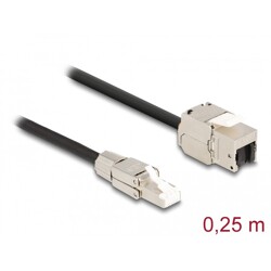 Kabel RJ45 męski do montażu na miejscu na RJ45 żeński moduł Keystone Cat.6A 25cm Delock 87203