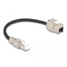 Kabel RJ45 męski do montażu na miejscu na RJ45 żeński moduł Keystone Cat.6A 25cm Delock 87203