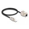 Kabel RJ45 męski do montażu na miejscu na RJ45 żeński moduł Keystone Cat.6A 50cm Delock 87204