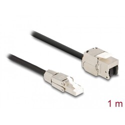 Kabel RJ45 męski do montażu na miejscu na RJ45 żeński moduł Keystone Cat.6A 1m Delock 87206