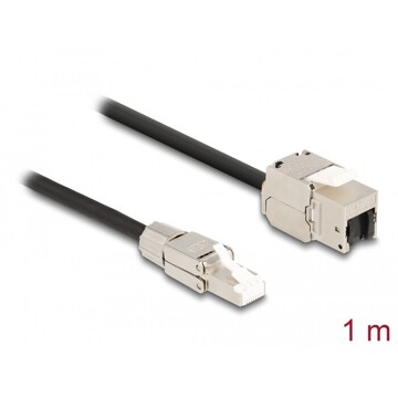 Kabel RJ45 męski do montażu na miejscu na RJ45 żeński moduł Keystone Cat.6A 1m Delock 87206