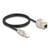 Kabel RJ45 męski do montażu na miejscu na RJ45 żeński moduł Keystone Cat.6A 1m Delock 87206