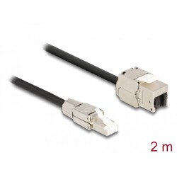 Kabel RJ45 męski do montażu na miejscu na RJ45 żeński moduł Keystone Cat.6A 2m Delock 87209