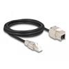 Kabel RJ45 męski do montażu na miejscu na RJ45 żeński moduł Keystone Cat.6A 2m Delock 87209