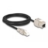 Kabel RJ45 męski do montażu na miejscu na RJ45 żeński moduł Keystone Cat.6A 2m Delock 87209