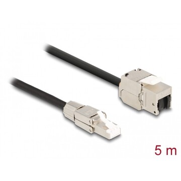 Kabel RJ45 męski do montażu na miejscu na RJ45 żeński moduł Keystone Cat.6A 5m Delock 87245