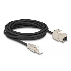 Kabel RJ45 męski do montażu na miejscu na RJ45 żeński moduł Keystone Cat.6A 5m Delock 87245