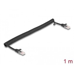 Spiralny kabel sieciowy RJ45 męski na męski Cat.5e 1m czarny Delock 87992