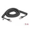 Spiralny kabel sieciowy RJ45 męski na męski Cat.5e 3m czarny Delock 87994