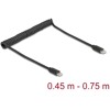 Kabel sieciowy spiralny USB 2.0 Type-C męski na męski 0,45m do 0,75m czarny Delock 90369