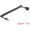 Kabel sieciowy spiralny RJ45 męski na żeński Cat.5e UTP 0,5m do 1m czarny Delock 90668