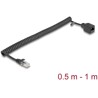 Kabel sieciowy spiralny RJ45 męski na żeński Cat.5e UTP 0,5m do 1m czarny Delock 90668