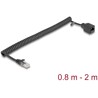 Kabel sieciowy spiralny RJ45 męski na żeński Cat.5e UTP 0,8m do 2m czarny Delock 90670
