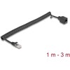 Kabel sieciowy spiralny RJ45 męski na żeński Cat.5e UTP 1m do 3m czarny Delock 90672
